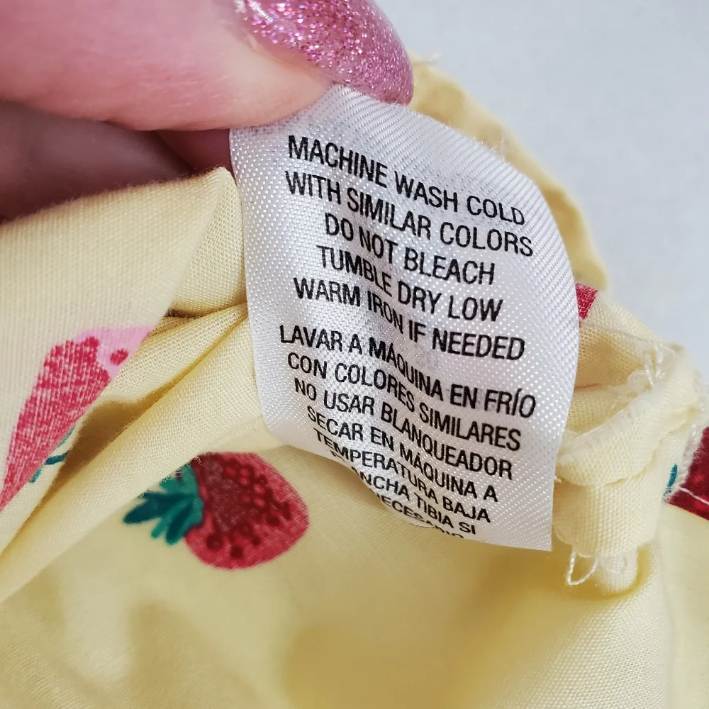 Laura Scott Stawberry Novelty Printed Button Down Sleeveless Top Yellow Size M - Picture 8 of 10